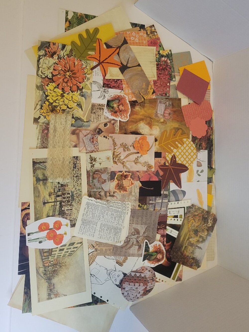 Ephemera Lot of 100 fall inspired pieces - Junk Journal, Lace, Vintage, Fall